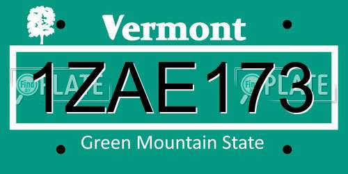 1ZAE173 Vermont License Plate