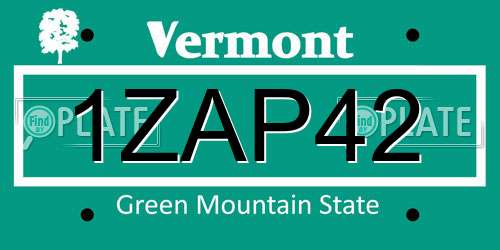 1ZAP42 Vermont License Plate