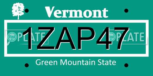 1ZAP47 Vermont License Plate