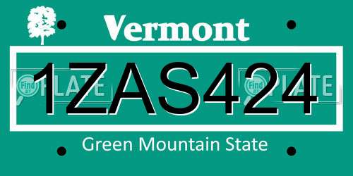 1ZAS424 Vermont License Plate