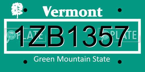 1ZB1357 Vermont License Plate