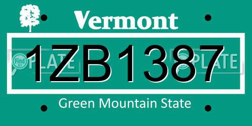 1ZB1387 Vermont License Plate