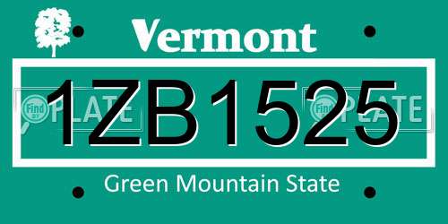 1ZB1525 Vermont License Plate