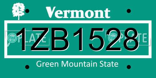 1ZB1528 Vermont License Plate