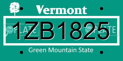 1ZB1825 Vermont License Plate