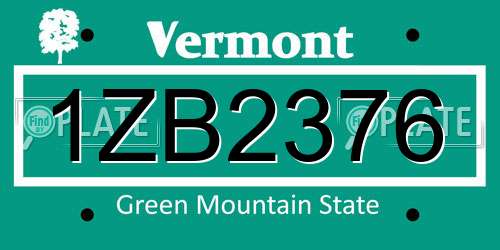 1ZB2376 Vermont License Plate