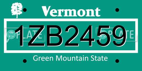 1ZB2459 Vermont License Plate