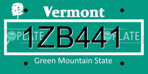 1ZB441 Vermont License Plate