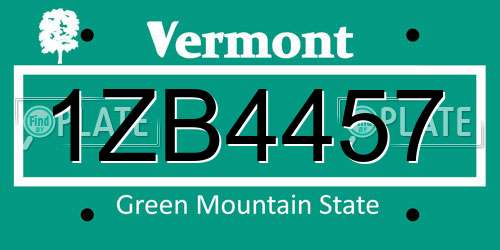 1ZB4457 Vermont License Plate