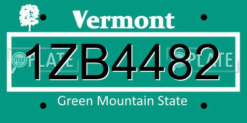 1ZB4482 Vermont License Plate