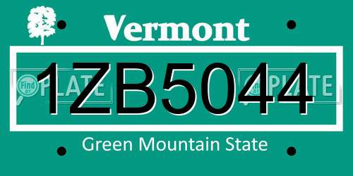1ZB5044 Vermont License Plate