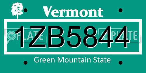 1ZB5844 Vermont License Plate