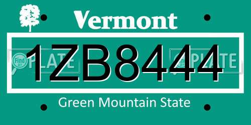 1ZB8444 Vermont License Plate