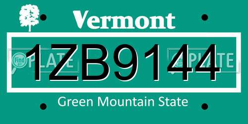 1ZB9144 Vermont License Plate