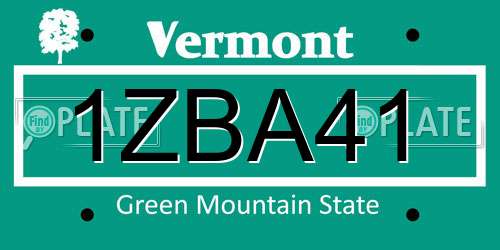 1ZBA41 Vermont License Plate