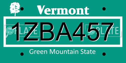 1ZBA457 Vermont License Plate