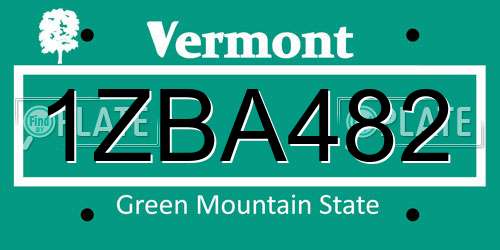 1ZBA482 Vermont License Plate