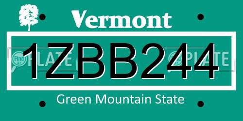 1ZBB244 Vermont License Plate