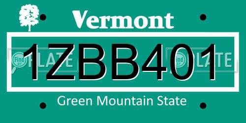 1ZBB401 Vermont License Plate