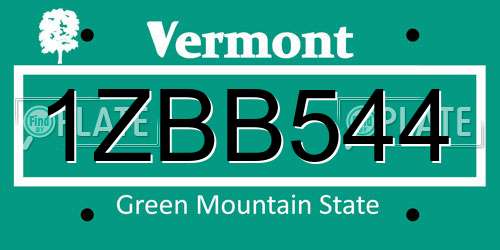 1ZBB544 Vermont License Plate