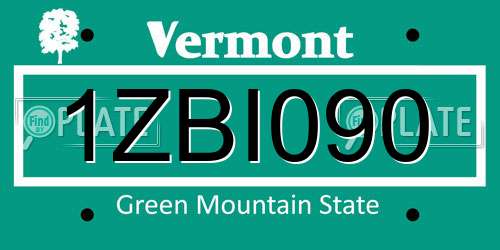 1ZBI090 Vermont License Plate
