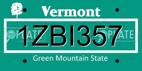 1ZBI357 Vermont License Plate