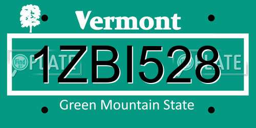 1ZBI528 Vermont License Plate