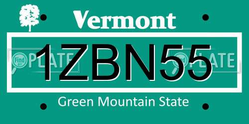 1ZBN55 Vermont License Plate