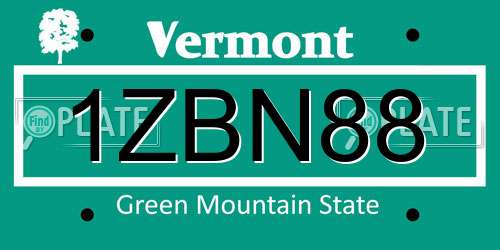 1ZBN88 Vermont License Plate