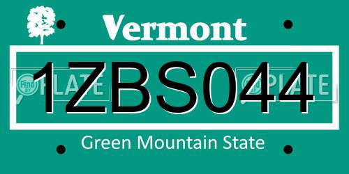1ZBS044 Vermont License Plate