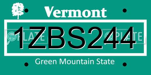 1ZBS244 Vermont License Plate