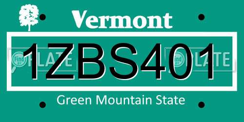 1ZBS401 Vermont License Plate