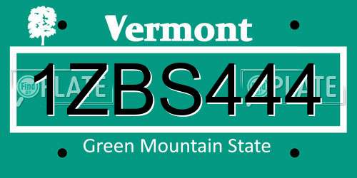 1ZBS444 Vermont License Plate