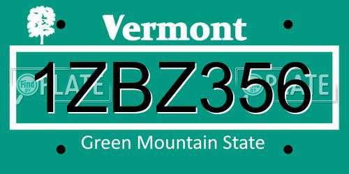 1ZBZ356 Vermont License Plate