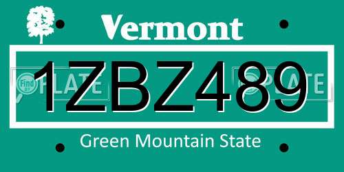 1ZBZ489 Vermont License Plate