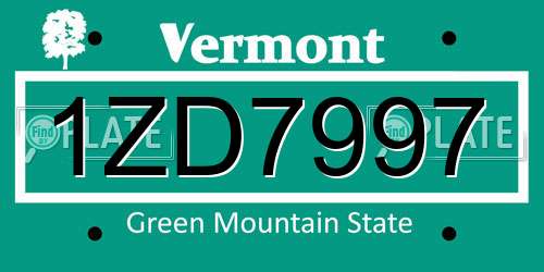 1ZD7997 Vermont License Plate