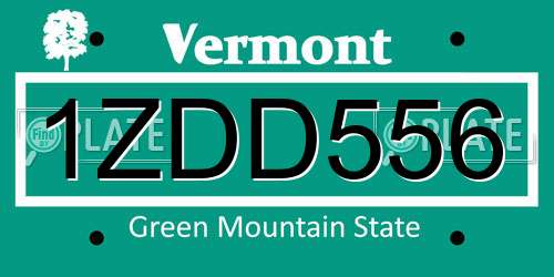 1ZDD556 Vermont License Plate