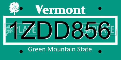 1ZDD856 Vermont License Plate