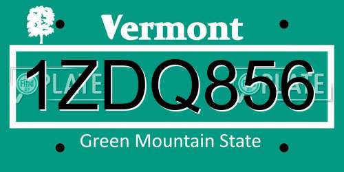1ZDQ856 Vermont License Plate