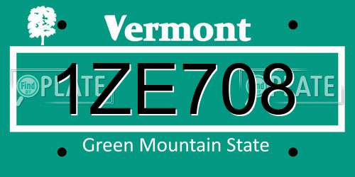 1ZE708 Vermont License Plate