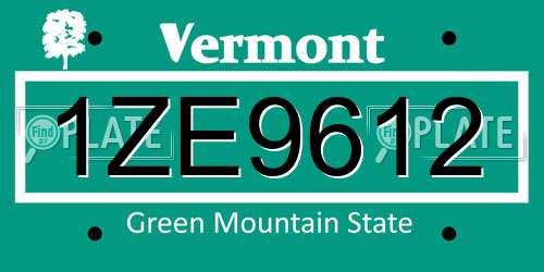 1ZE9612 Vermont License Plate