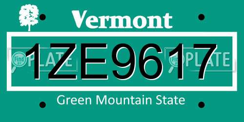 1ZE9617 Vermont License Plate