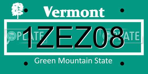 1ZEZ08 Vermont License Plate