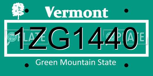 1ZG1440 Vermont License Plate