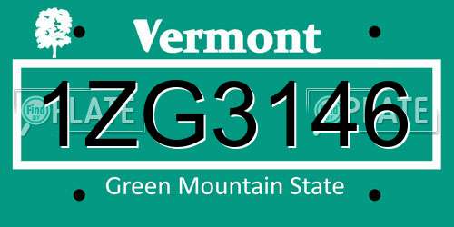 1ZG3146 Vermont License Plate