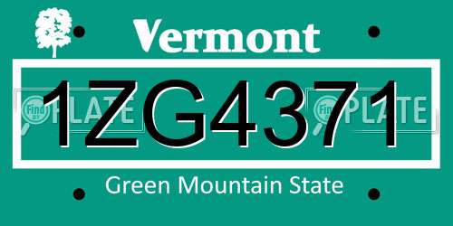 1ZG4371 Vermont License Plate