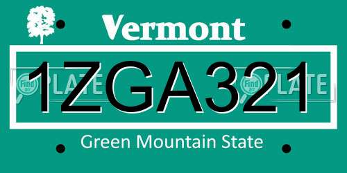 1ZGA321 Vermont License Plate