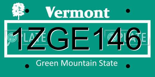 1ZGE146 Vermont License Plate