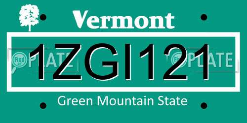 1ZGI121 Vermont License Plate