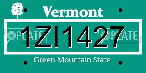 1ZI1427 Vermont License Plate